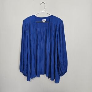 Vintage Blue Pleated Open-Front Sweater/Blazer
